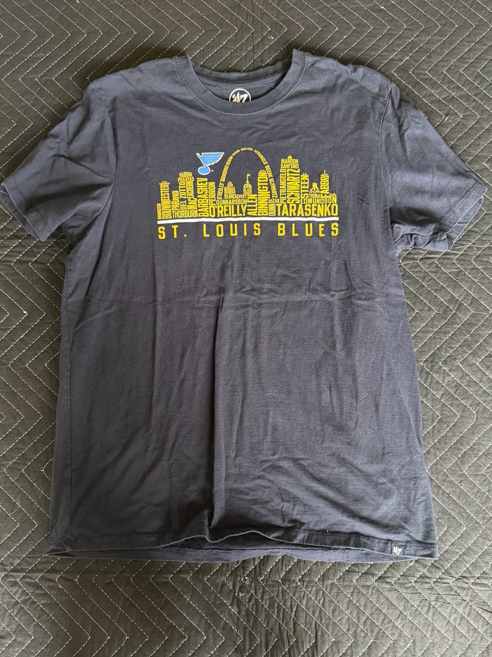 47 St. Louis Blues Navy Tee with Yellow Skyline Graphic